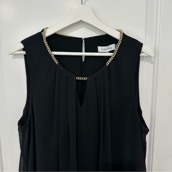 Calvin Klein Pleated Chain Neck Dress (Black) XL - Picture 4 of 7
